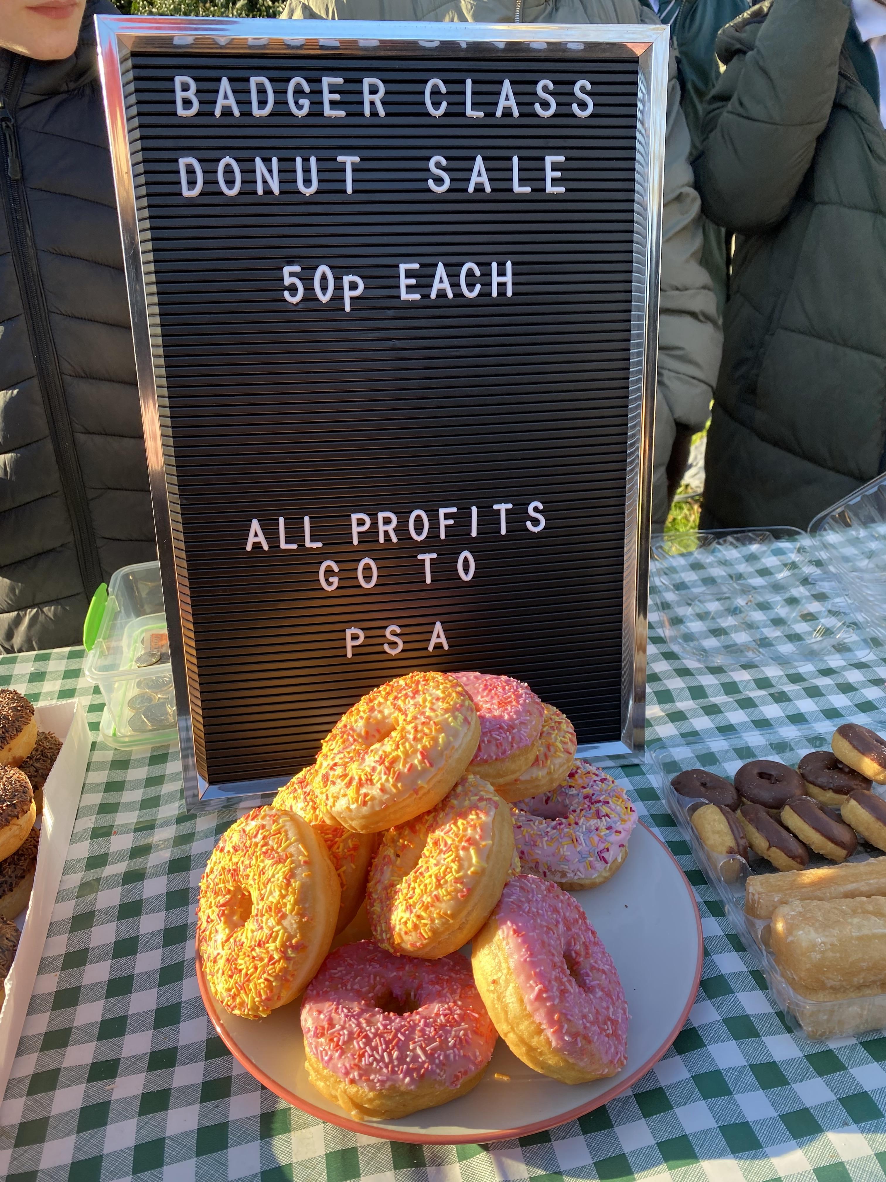 Badger Class helped the PSA to sell donuts after school.